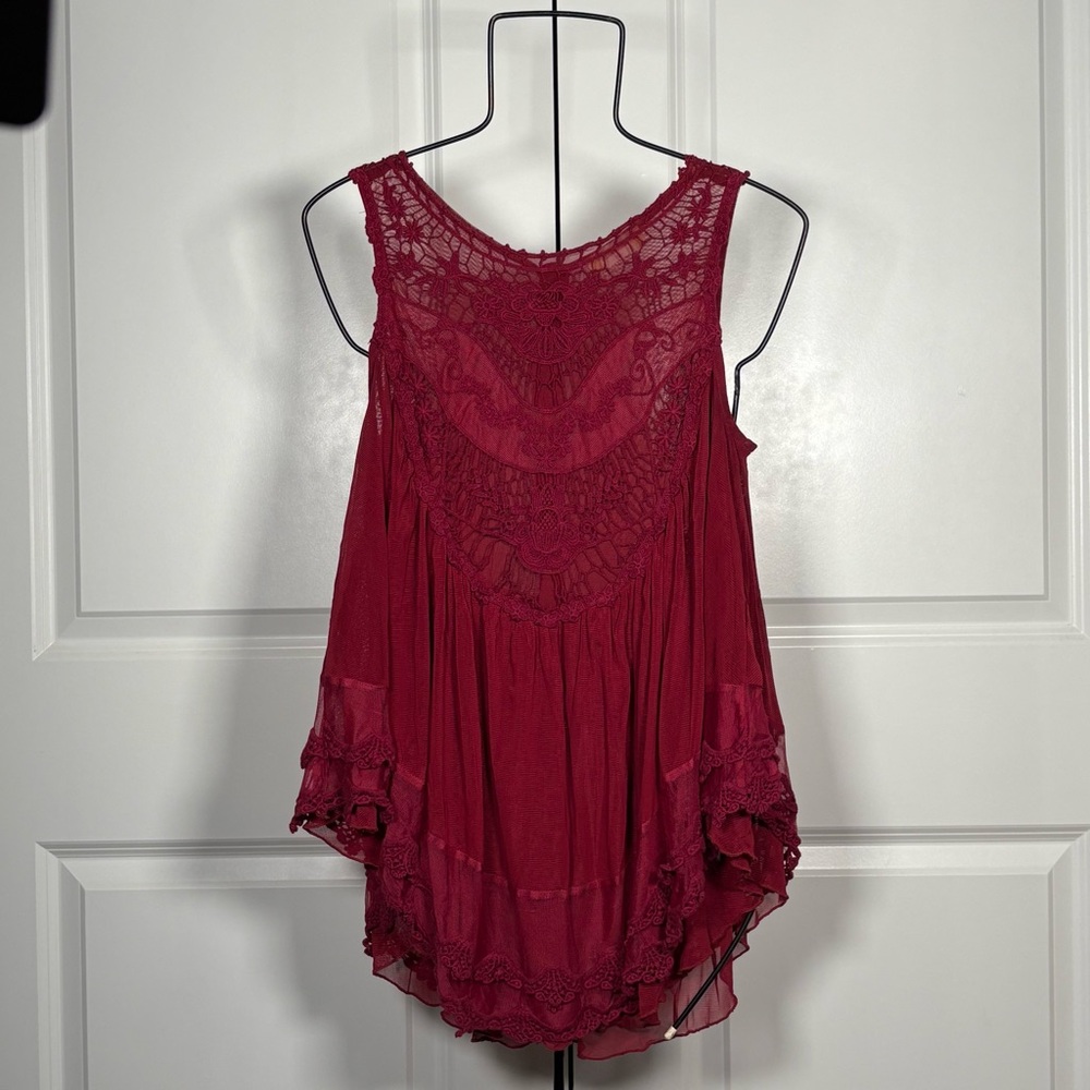 Altar'd State Burgundy Boho Lace Tank